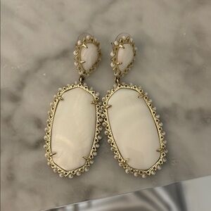 Kendra Scott Cream and Gold Statement Earrings